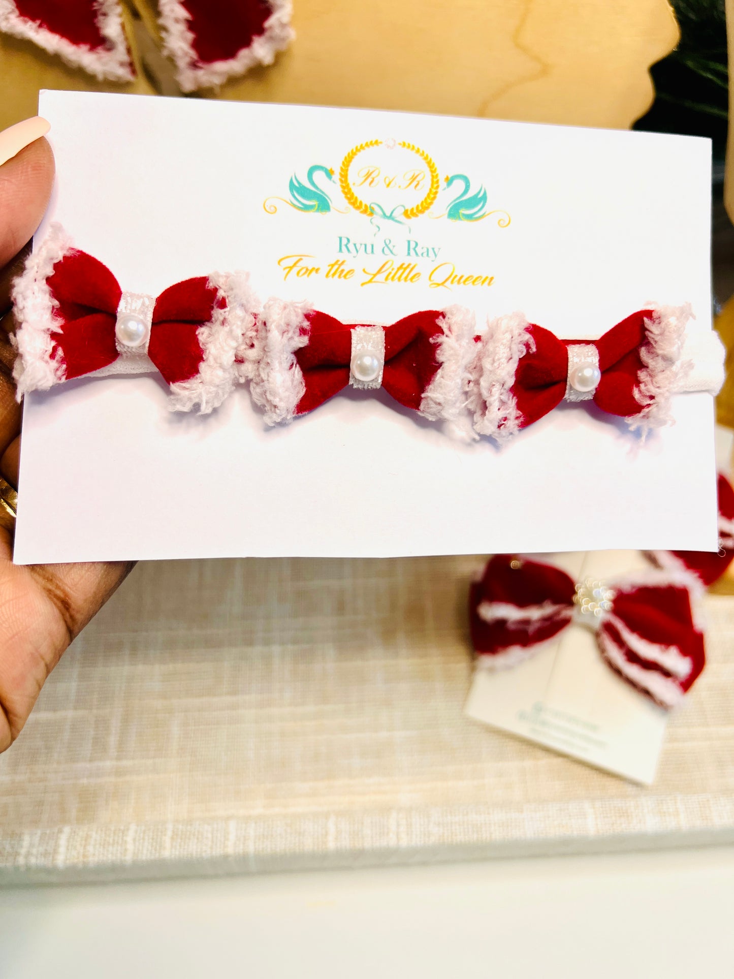 Red and Snow Baby Headband