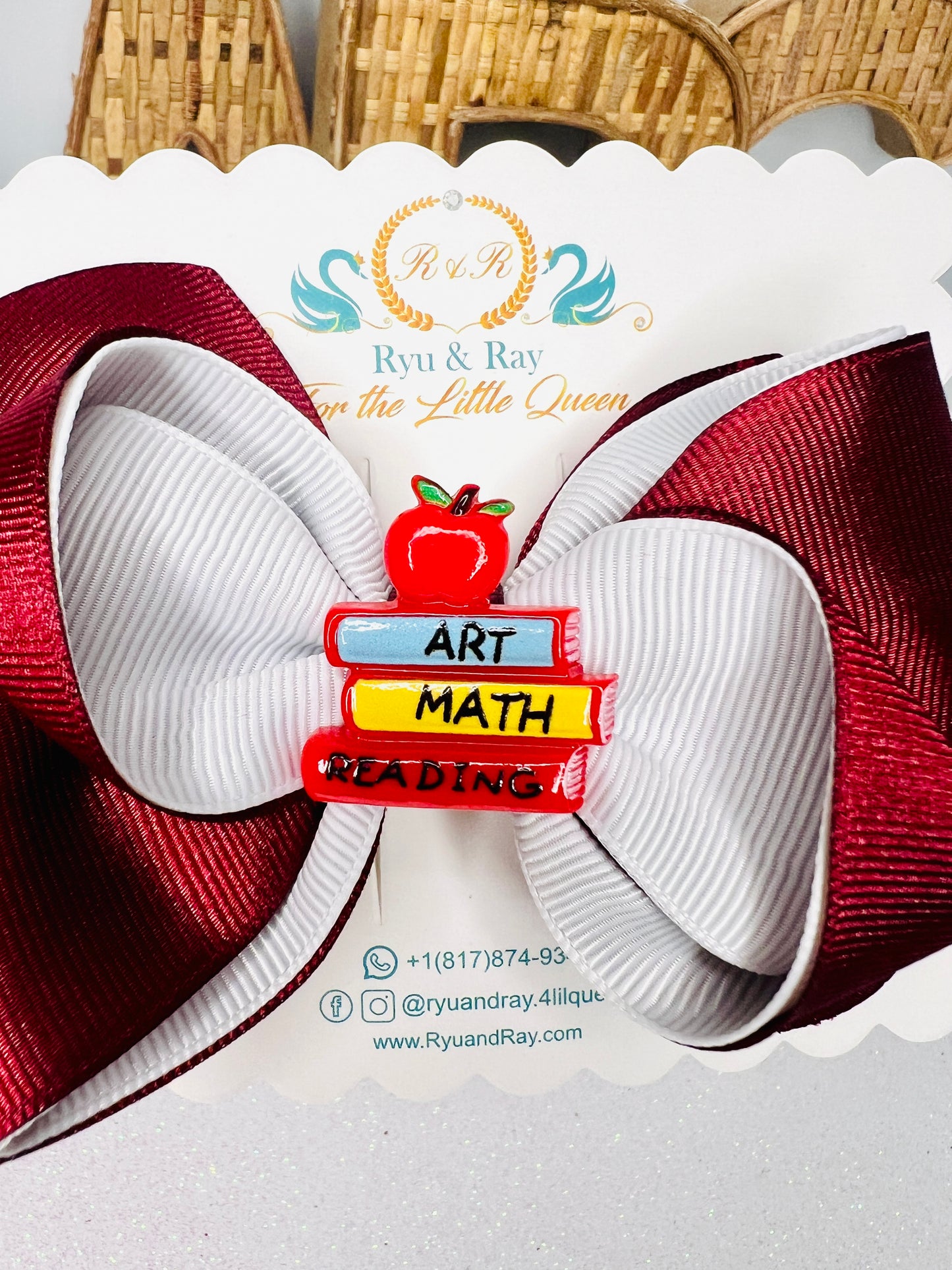 Hair Bow School Apple